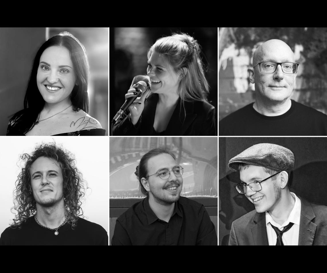 Eine Montage aus Fotos zeigt die Mitwirkenden (zwei Frauen und vier Männer) an dem Konzert "Lucid Dreams".